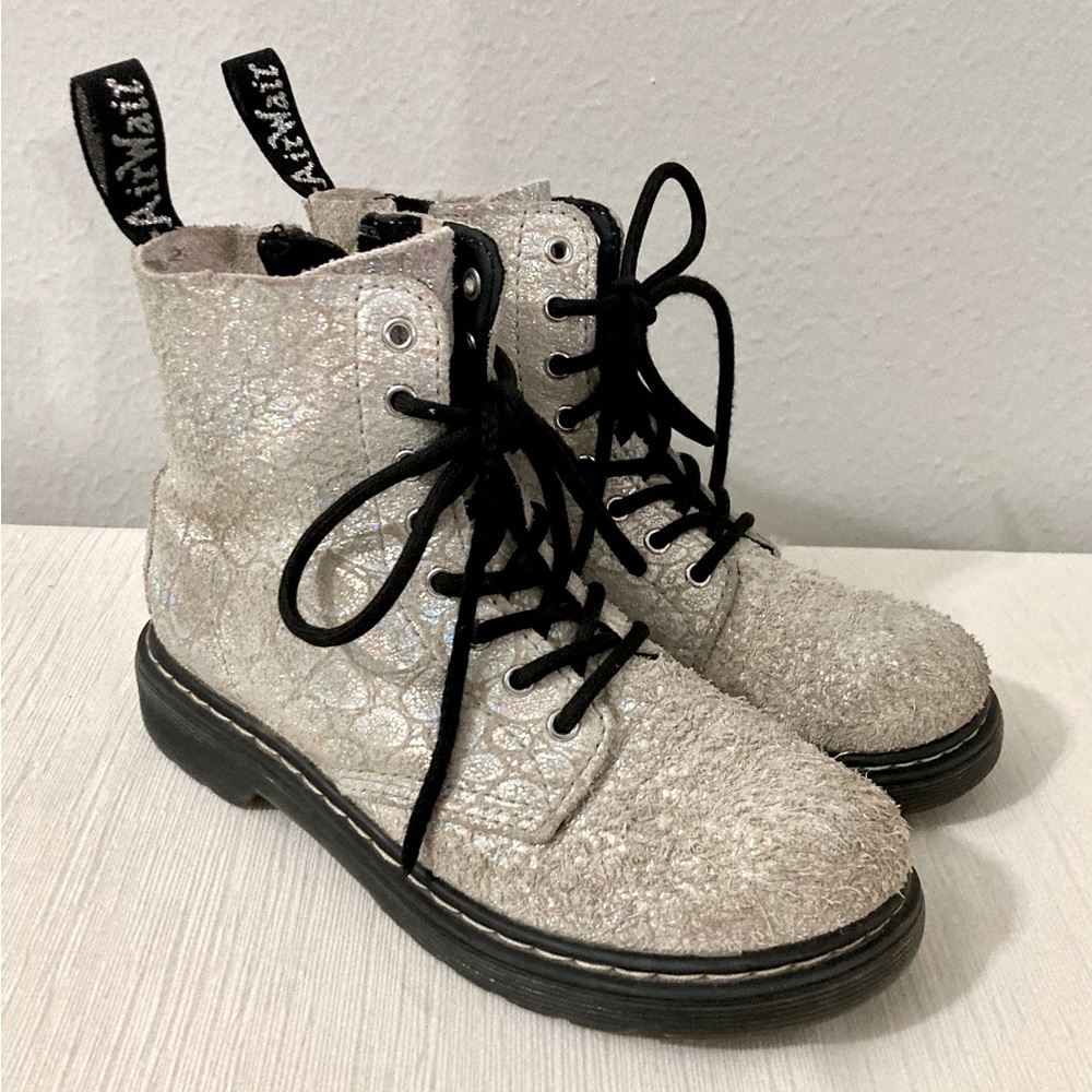 Dr.Martens Suede lace-up boots 1460 silver glitter SZ - 2 US. 33 - EU